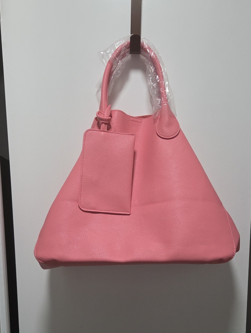 Beautiful Pink Soft Leather Tote And Wristlet
